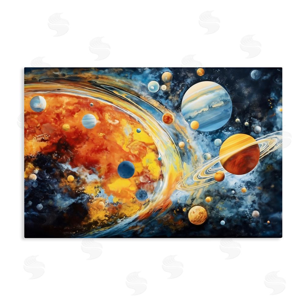 Ray Powers Space Whirl Planets Stretched Canvas Wall Art Print