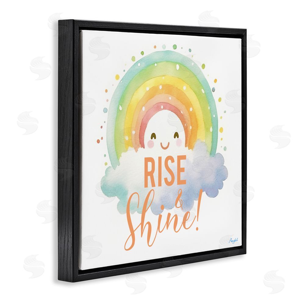 Roozbeh Rise Shine Happy Rainbow Black Floating Frame Canvas Wall Art Print