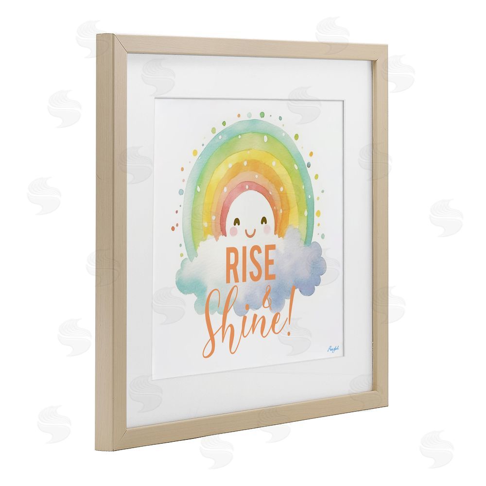 Roozbeh Rise Shine Happy Rainbow Brown Framed Print Under Glass Wall Art