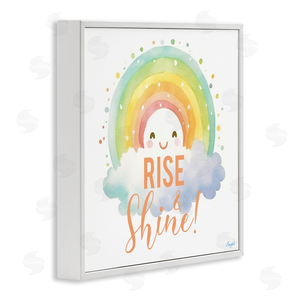 Roozbeh Rise Shine Happy Rainbow White Framed Giclee Wall Art Print