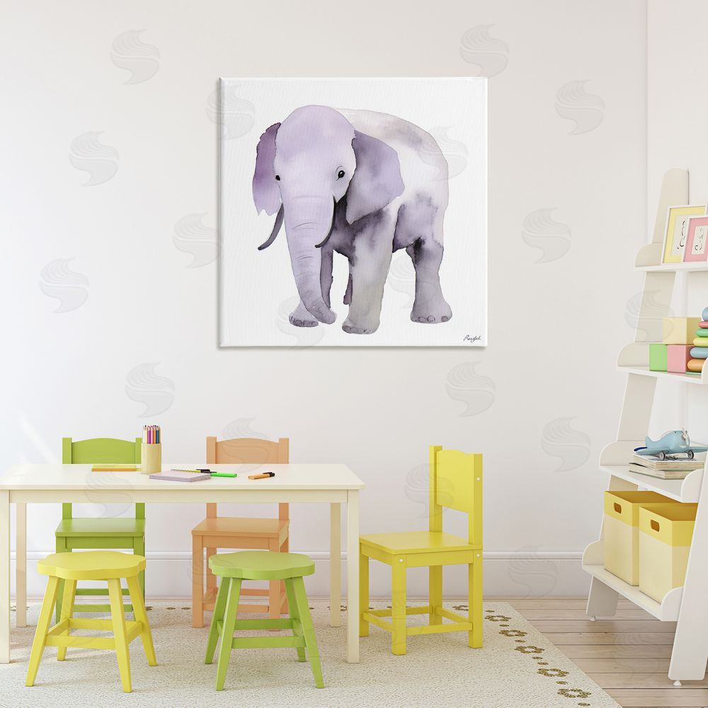 Roozbeh Kid's Minimal Elephant Stretched Canvas Wall Art in Room