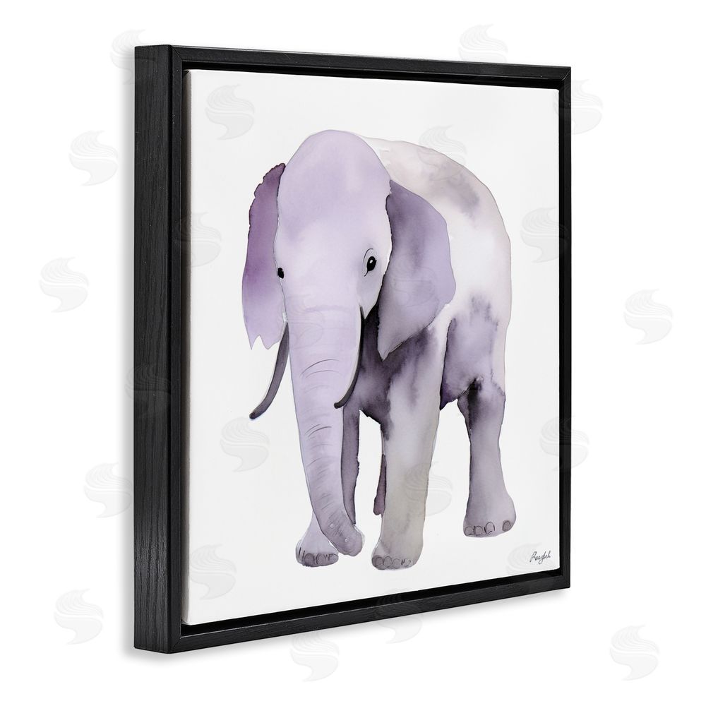 Roozbeh Kid's Minimal Elephant Black Floating Frame Canvas Wall Art