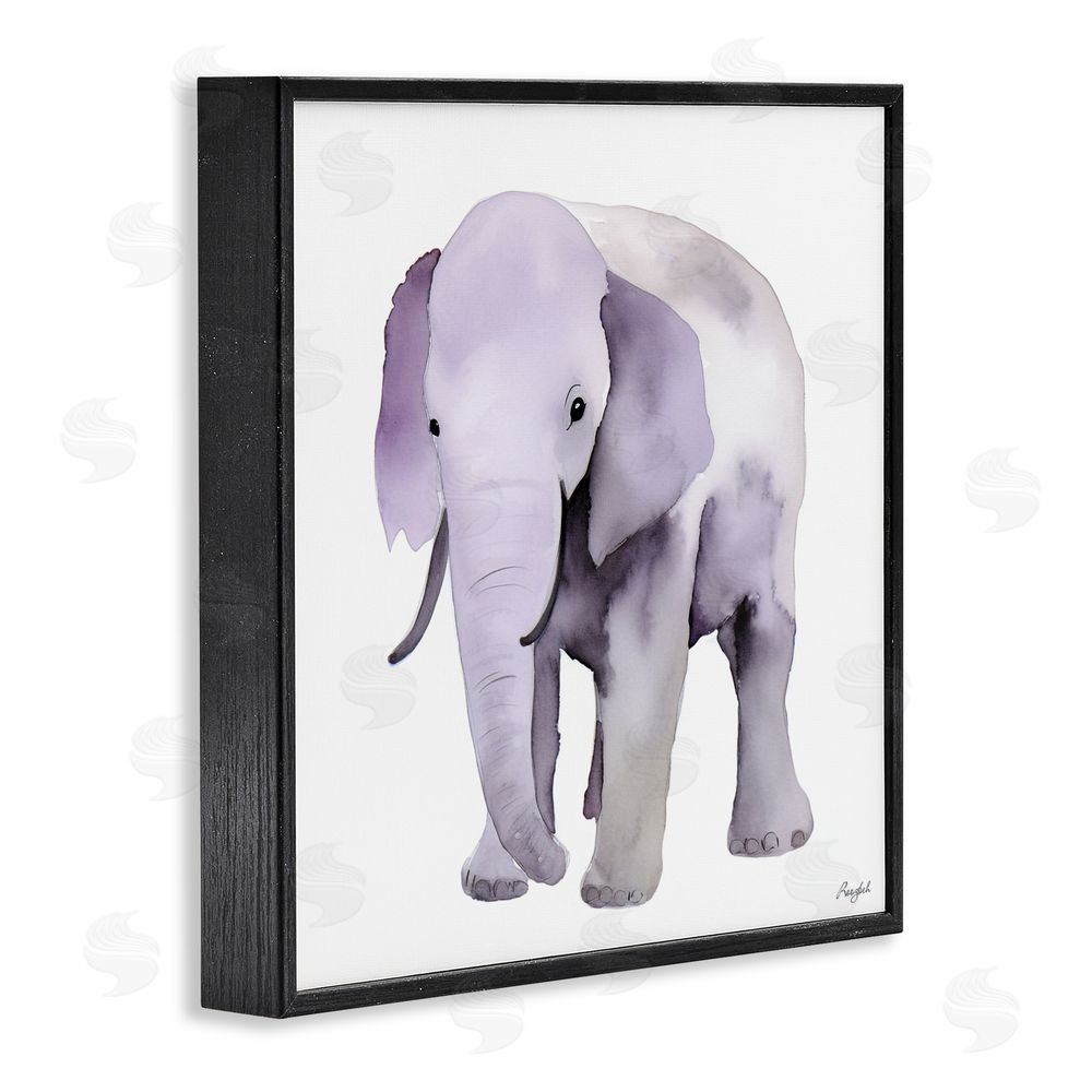 Roozbeh Kid's Minimal Elephant Blacked Framed Giclee Wall Art Print
