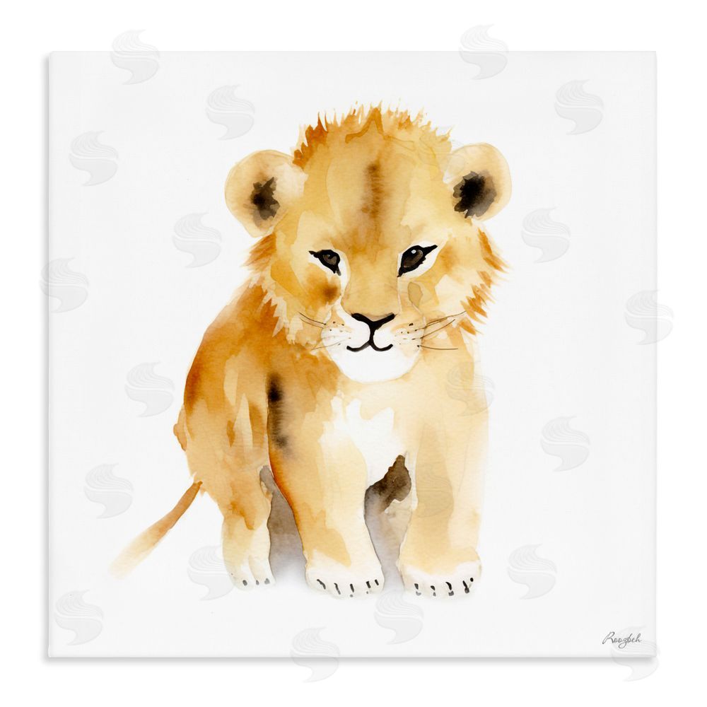 Roozbeh Minimal Lion Cub Stretched Canvas Wall Art