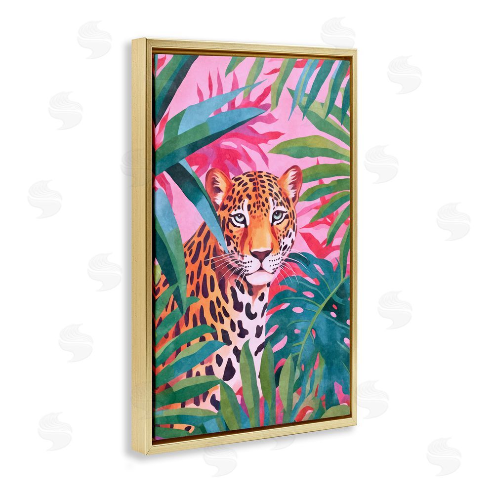 Andrea Haase Wild At Heart Leopard Gold Floating Frame Canvas Wall Art Print
