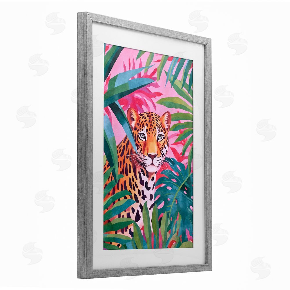 Andrea Haase Wild At Heart Leopard Gray Framed Print Under Glass Wall Art