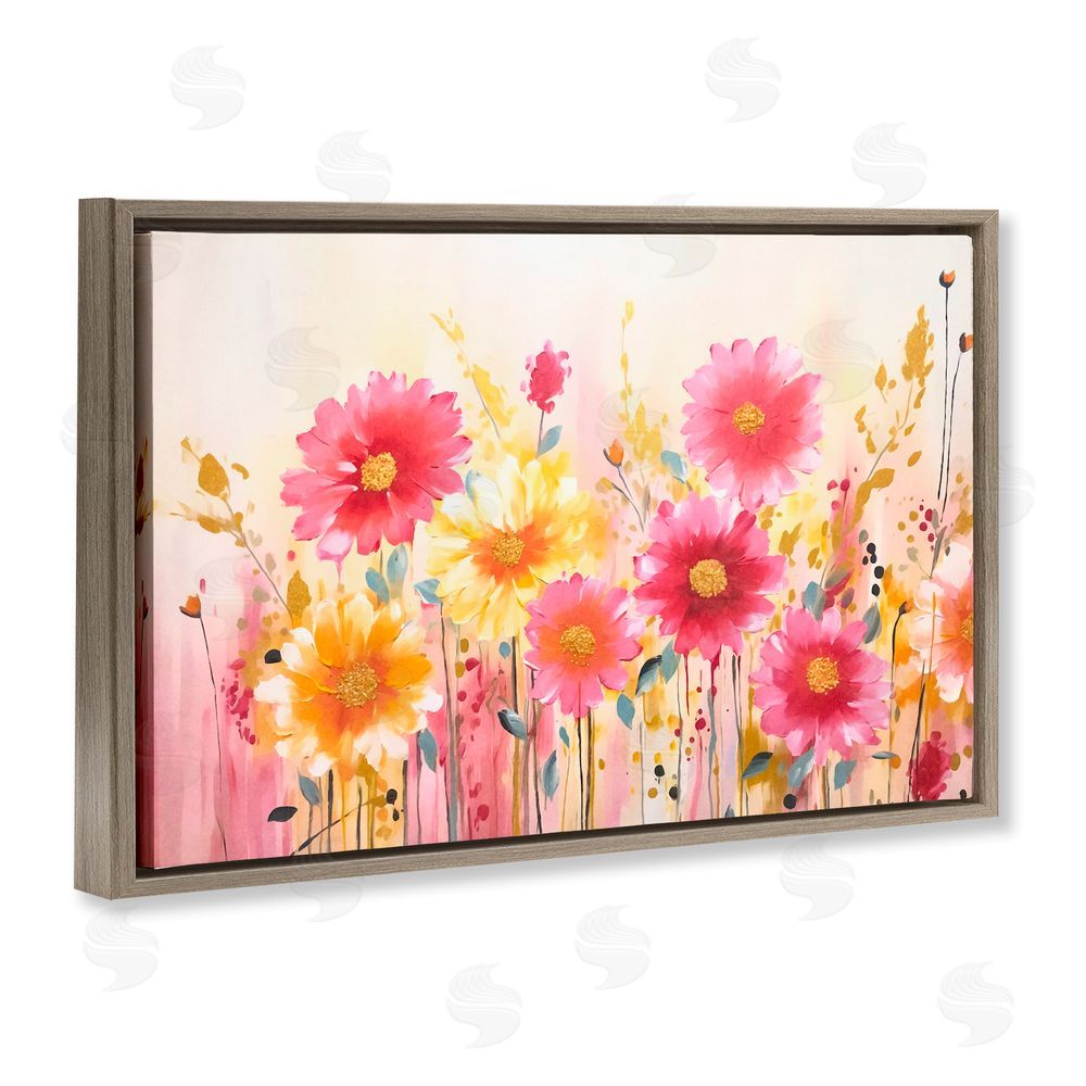Andrea Haase Blush Blooming Whimsy Brown Floating Frame Canvas Wall Art Print