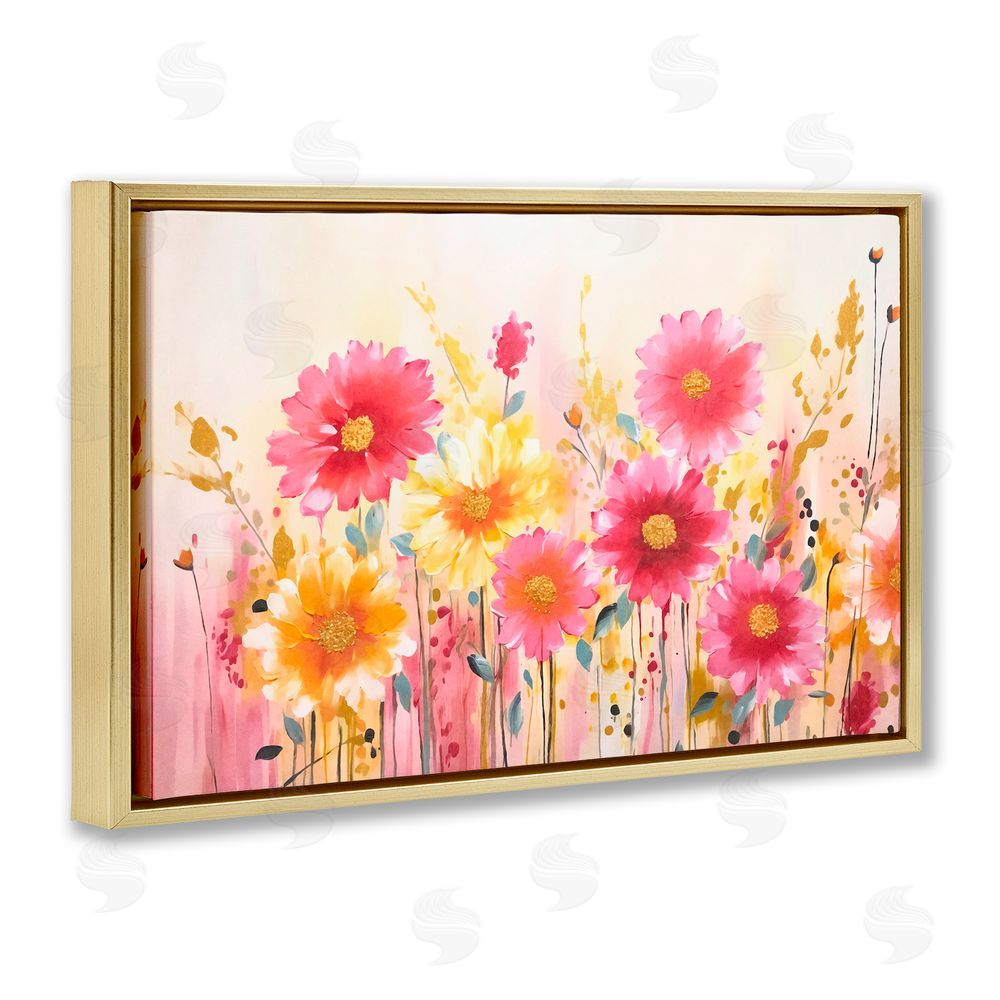 Andrea Haase Blush Blooming Whimsy Gold Floating Frame Canvas Wall Art Print
