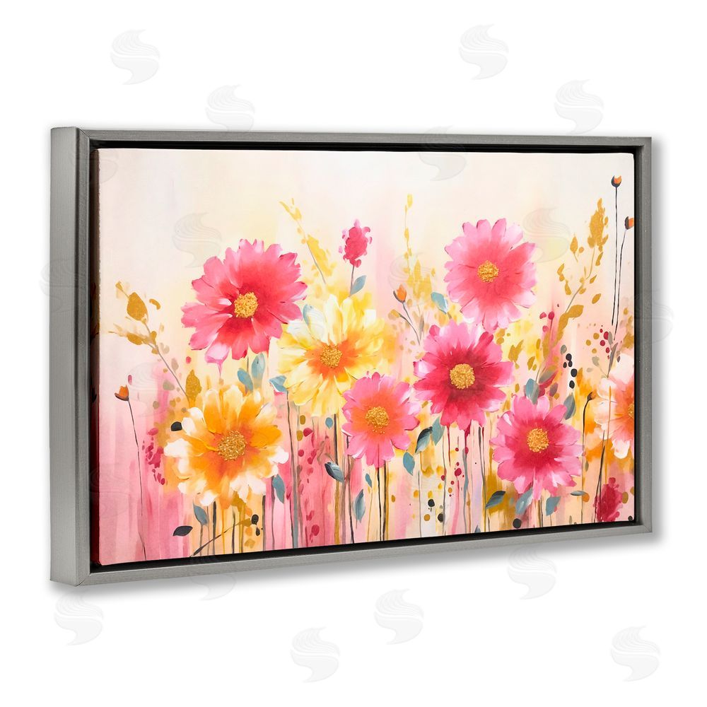 Andrea Haase Blush Blooming Whimsy Gray Floating Frame Canvas Wall Art Print