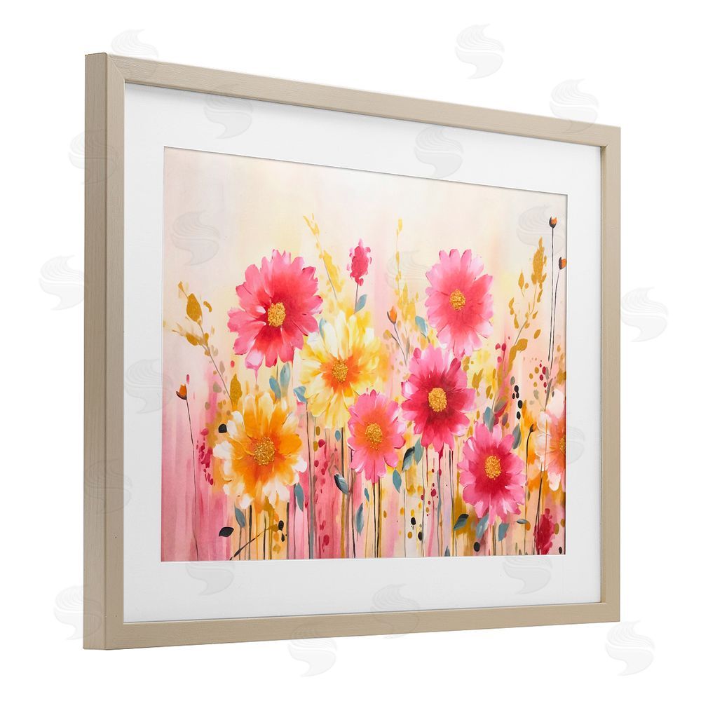 Andrea Haase Blush Blooming Whimsy Birch Framed Print Under Glass Wall Art