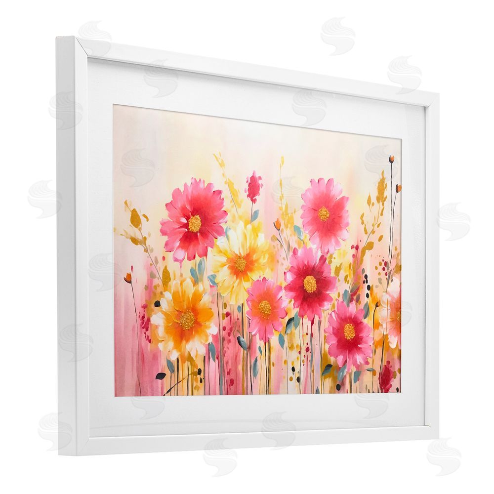 Andrea Haase Blush Blooming Whimsy White Framed Print Under Glass Wall Art