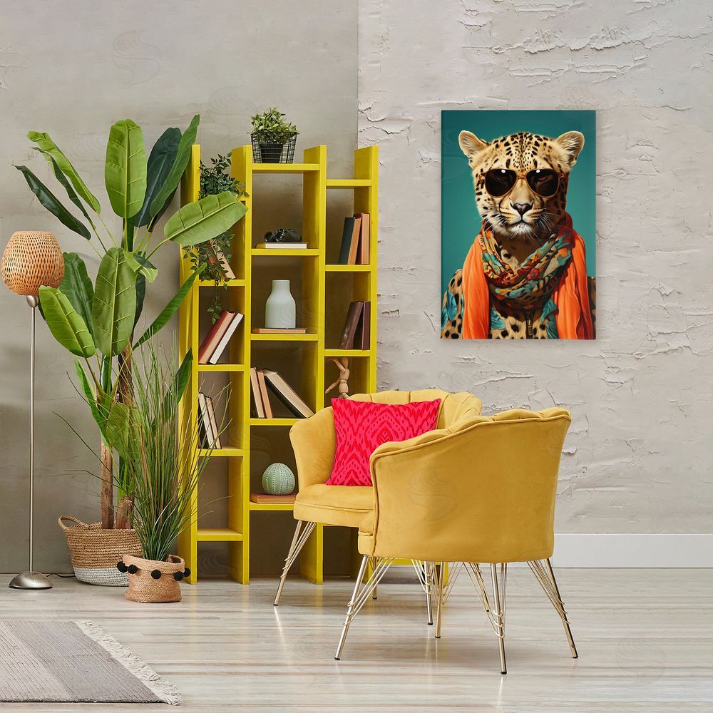 Andrea Haase Safari Glamour Leopard Stretched Canvas Wall Art Print in Room