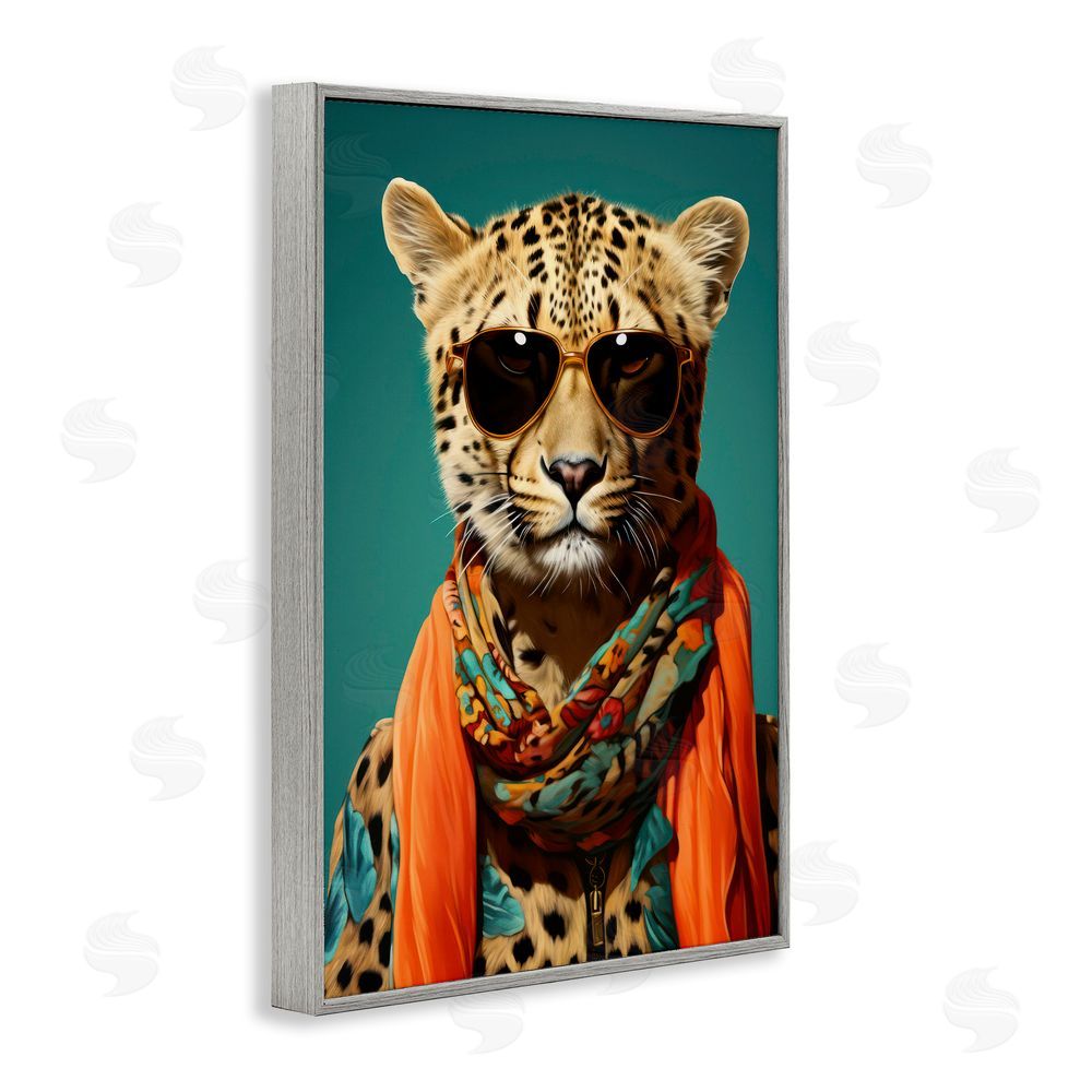 Andrea Haase Safari Glamour Leopard Gray Framed Giclee Wall Art Print