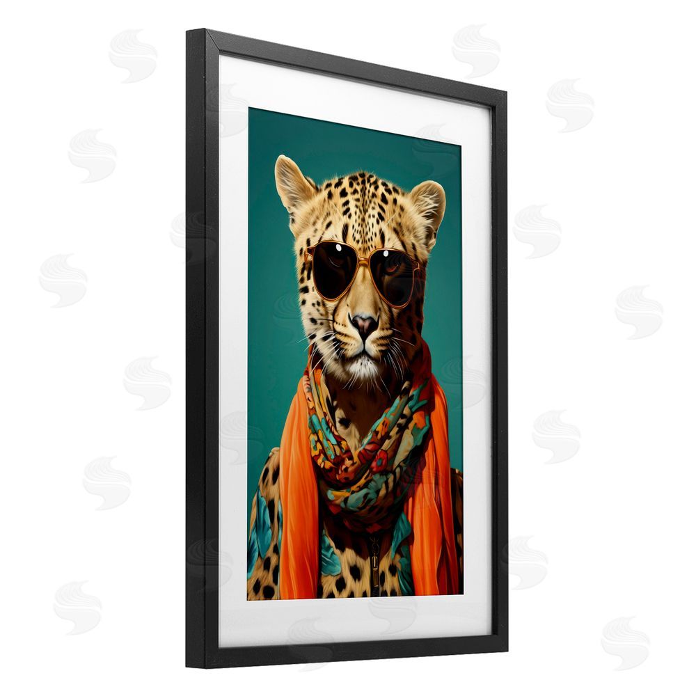 Andrea Haase Safari Glamour Leopard Black Framed Print Under Glass Wall Art