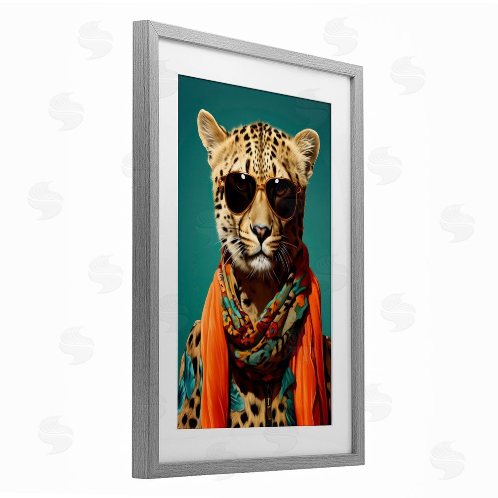 Andrea Haase Safari Glamour Leopard Gray Framed Print Under Glass Wall Art