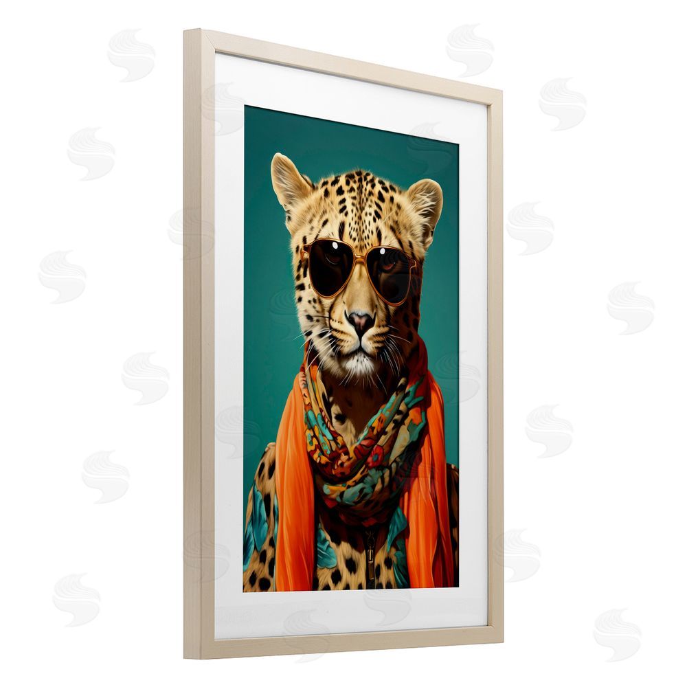 Andrea Haase Safari Glamour Leopard Brown Framed Print Under Glass Wall Art