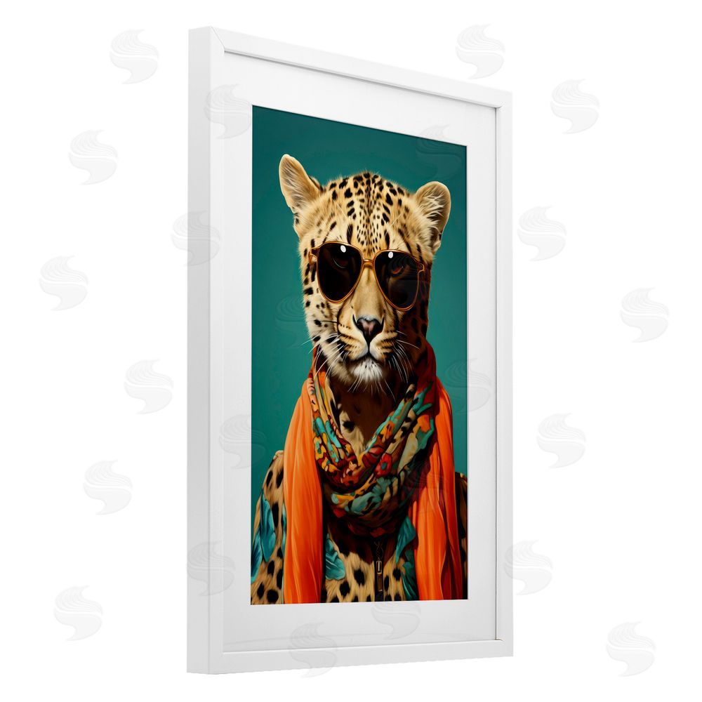 Andrea Haase Safari Glamour Leopard White Framed Print Under Glass Wall Art