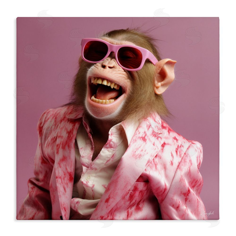 Roozbeh Hipster Monkey in Suit Stretched Canvas Wall Art