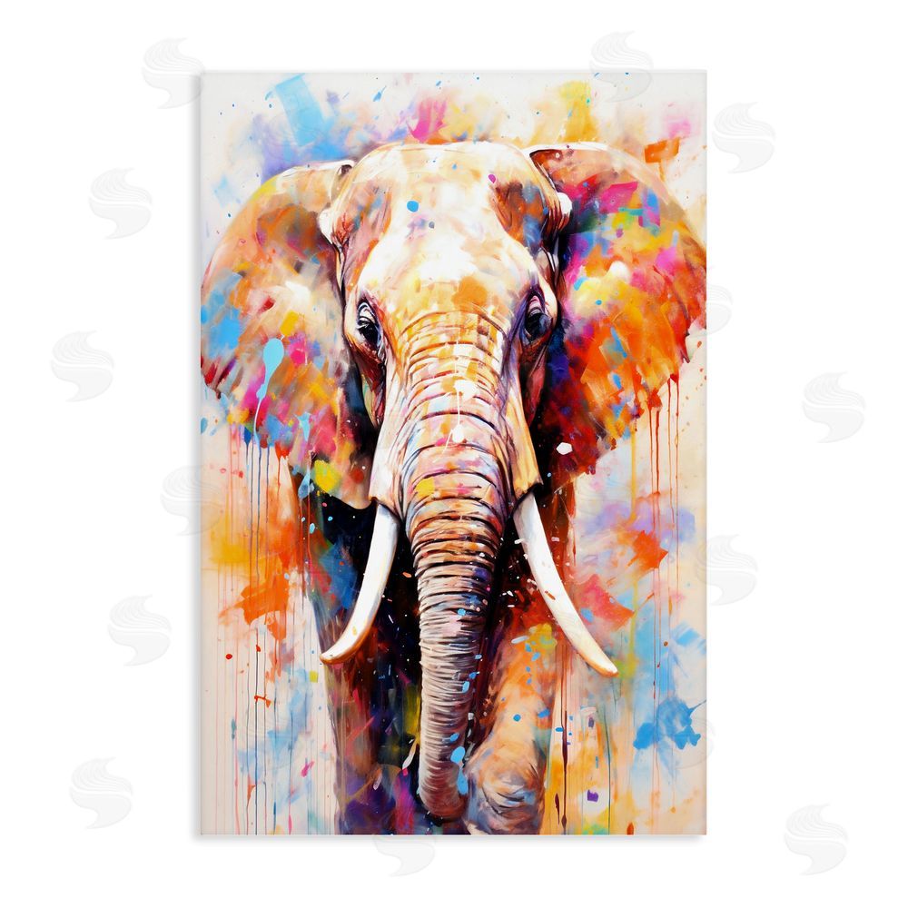 Ray Powers Wild Elephant Bull Stretched Canvas Wall Art Print