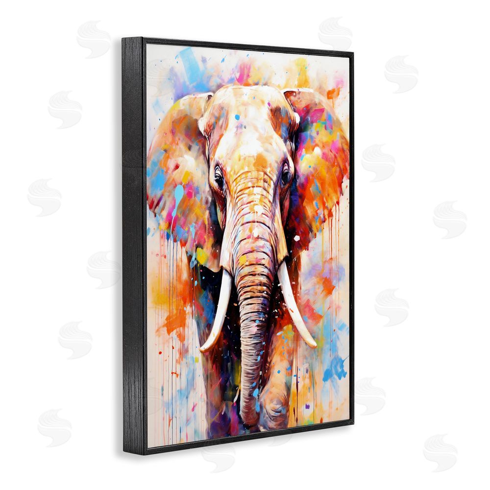 Ray Powers Wild Elephant Bull Black Framed Giclee Wall Art Print