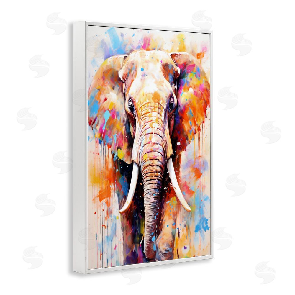 Ray Powers Wild Elephant Bull White Framed Giclee Wall Art Print
