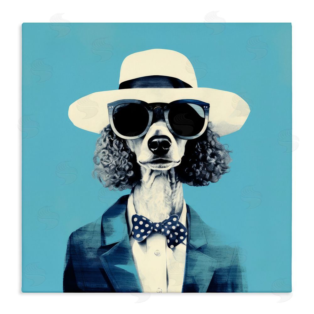 Ray Powers Canine Cool Retro Outfit Stretched Canvas Wall Art Print