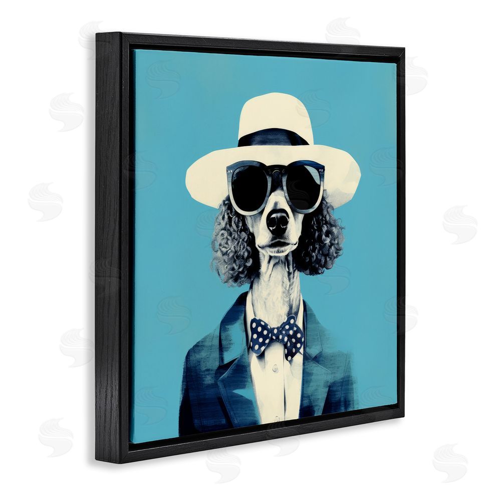 Ray Powers Canine Cool Retro Outfit Black Floating Frame Canvas Wall Art Print