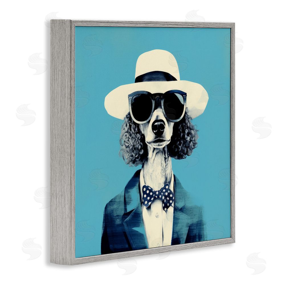 Ray Powers Canine Cool Retro Outfit Gray Framed Giclee Wall Art Print
