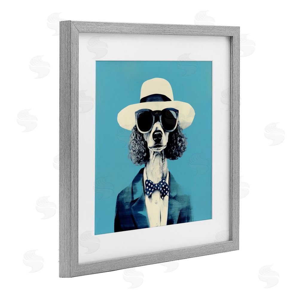 Ray Powers Canine Cool Retro Outfit Gray Framed Print Under Glass Wall Art