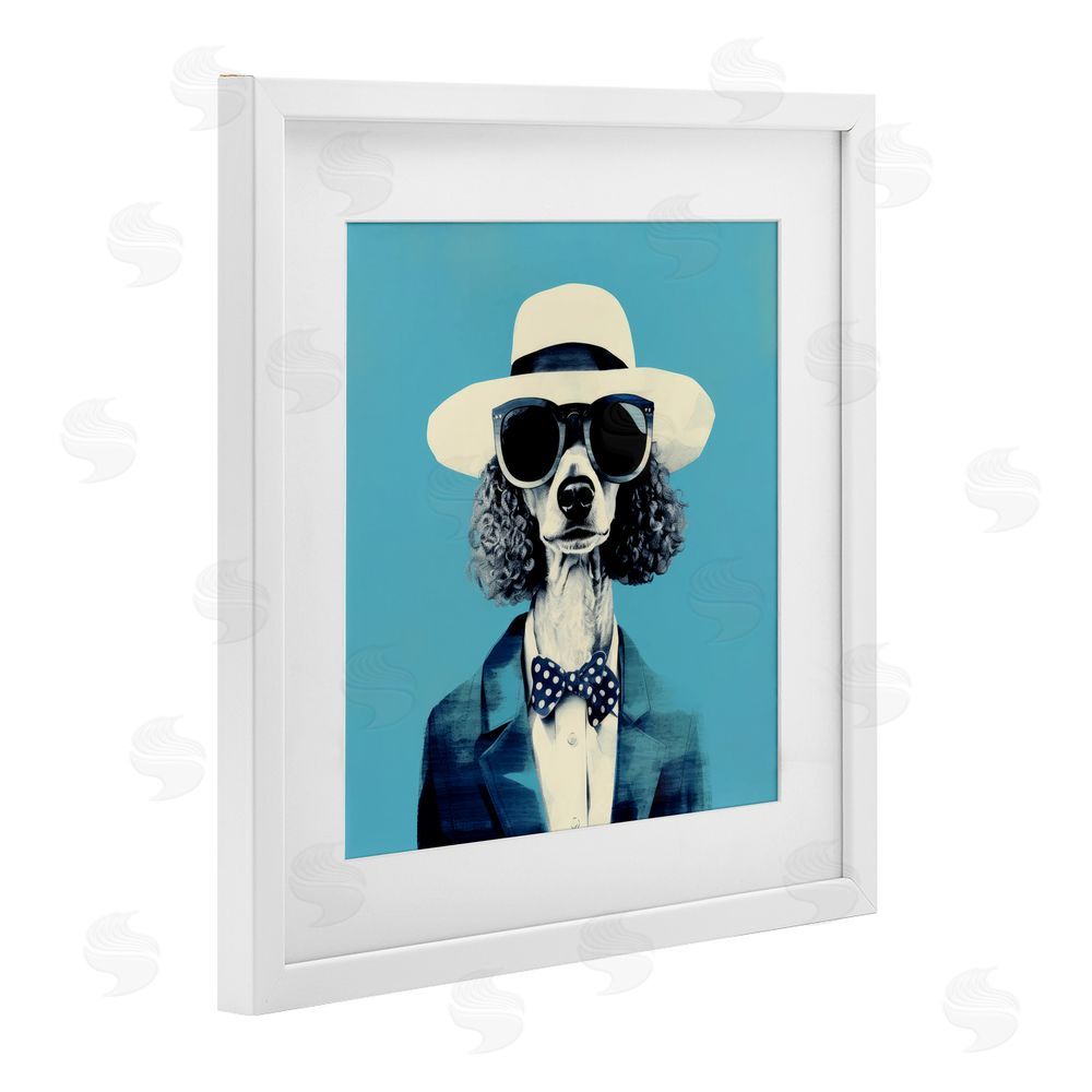 Ray Powers Canine Cool Retro Outfit White Framed Print Under Glass Wall Art