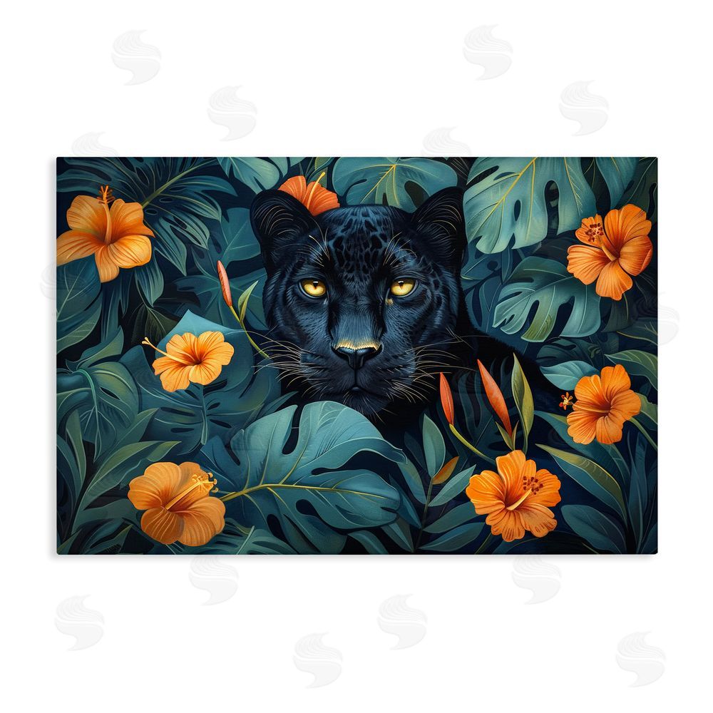 Ray Powers Hiding Panther's Paradise Stretched Canvas Wall Art