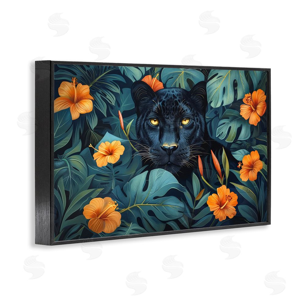 Ray Powers Hiding Panther's Paradise Blacked Framed Giclee Wall Art Print