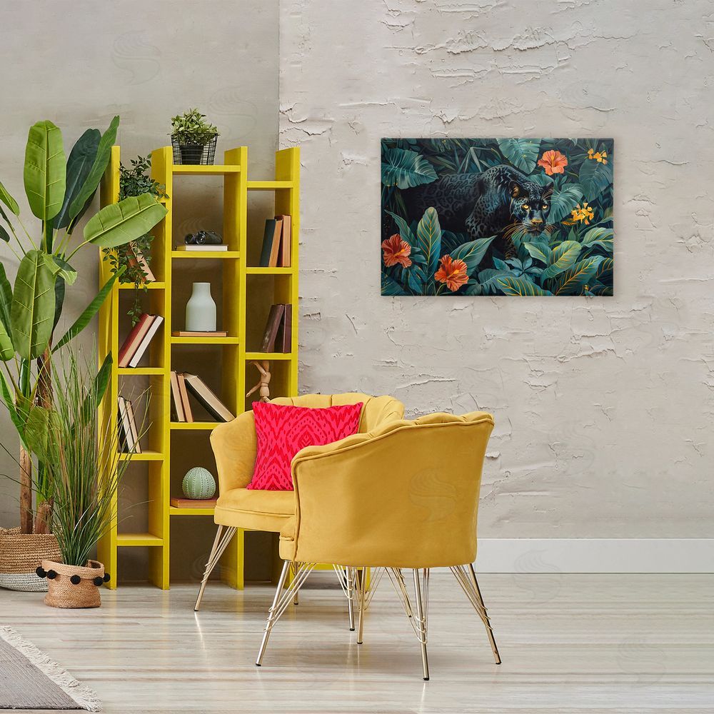 Ray Powers Panther's Exotic Paradise Stretched Canvas Wall Art Print in Room