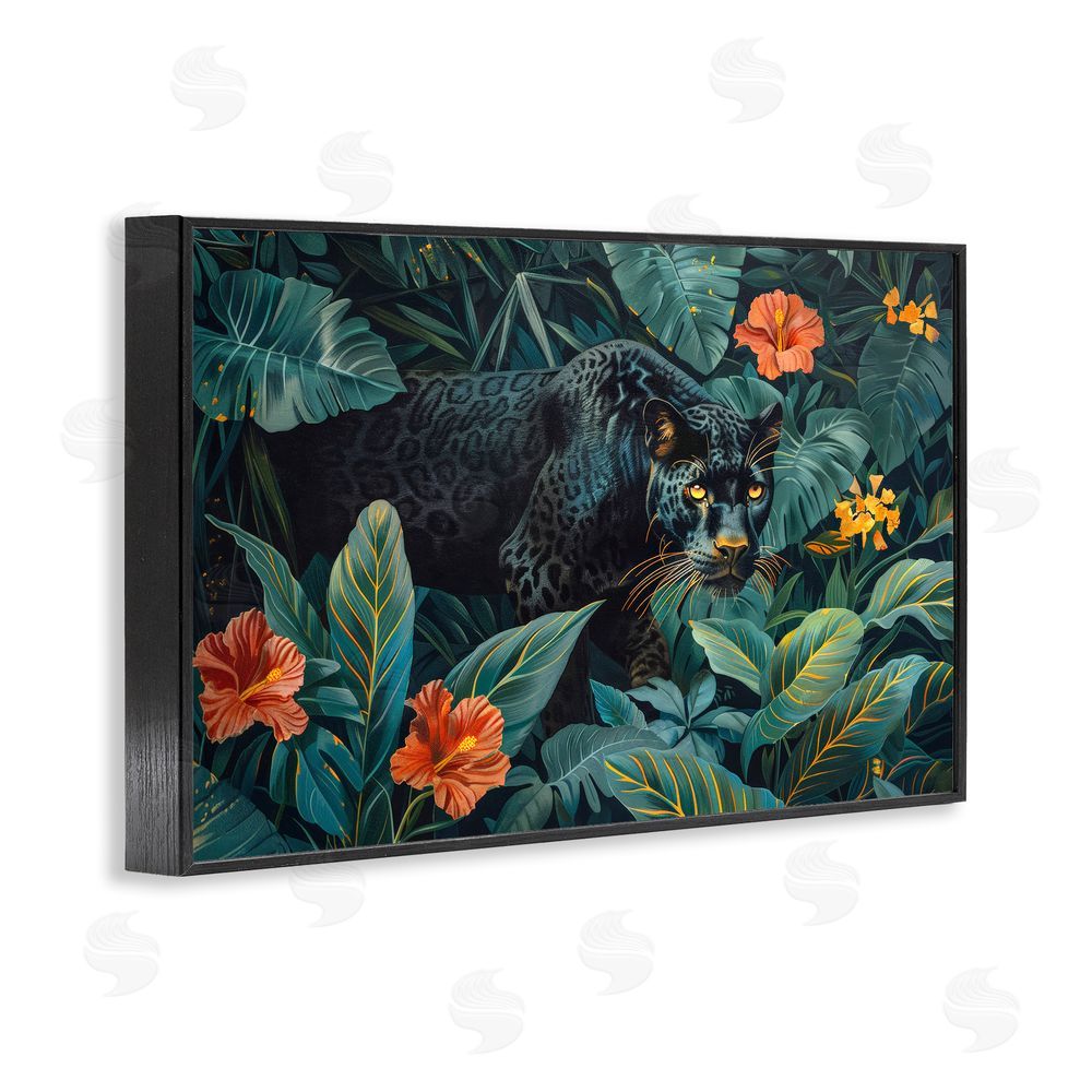 Ray Powers Panther's Exotic Paradise Black Framed Giclee Wall Art Print
