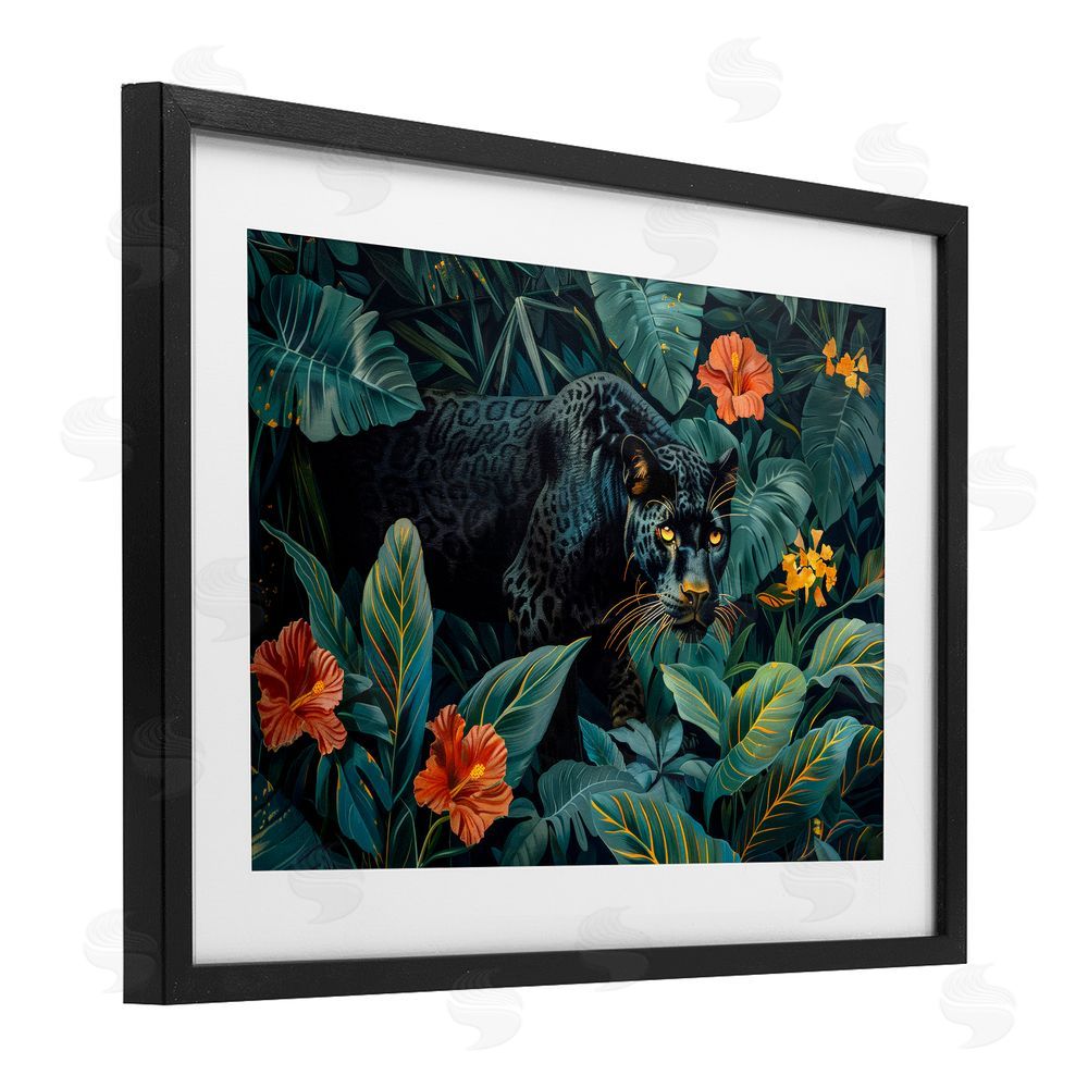 Ray Powers Panther's Exotic Paradise Black Framed Print Under Glass Wall Art