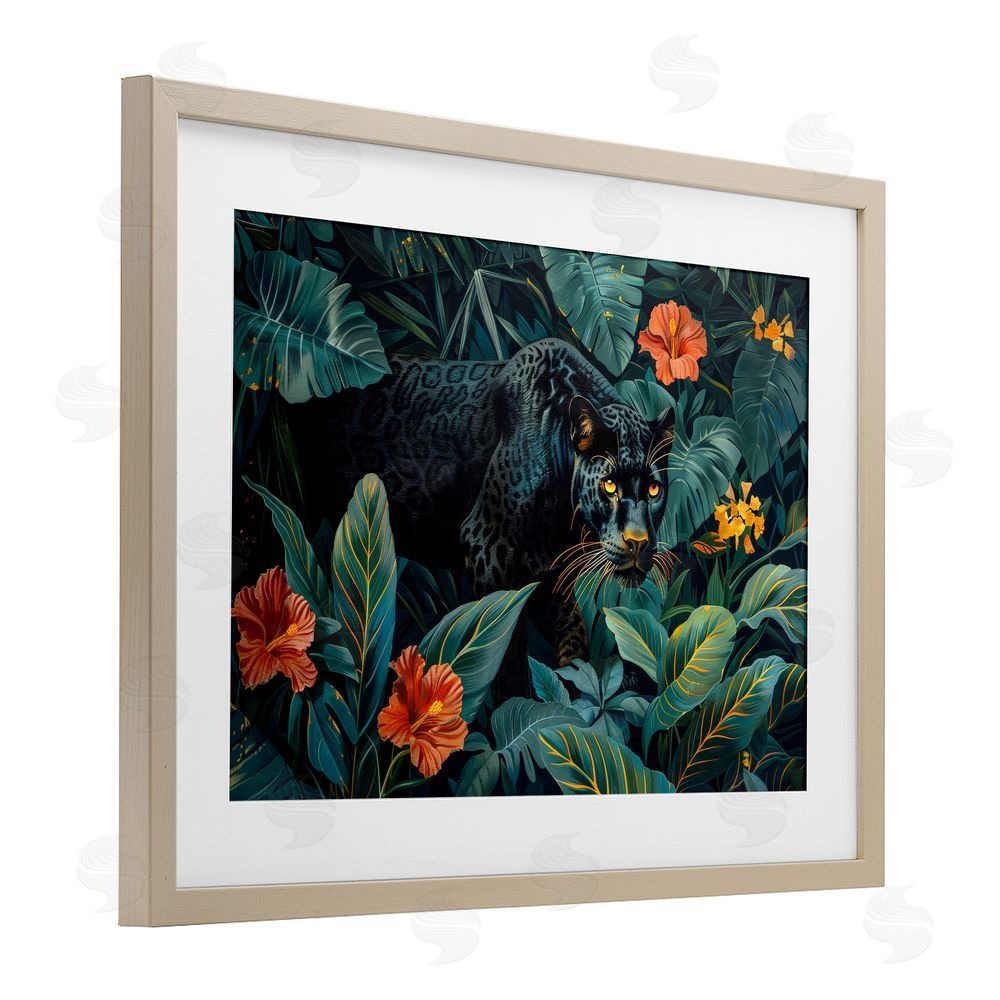 Ray Powers Panther's Exotic Paradise Brown Framed Print Under Glass Wall Art