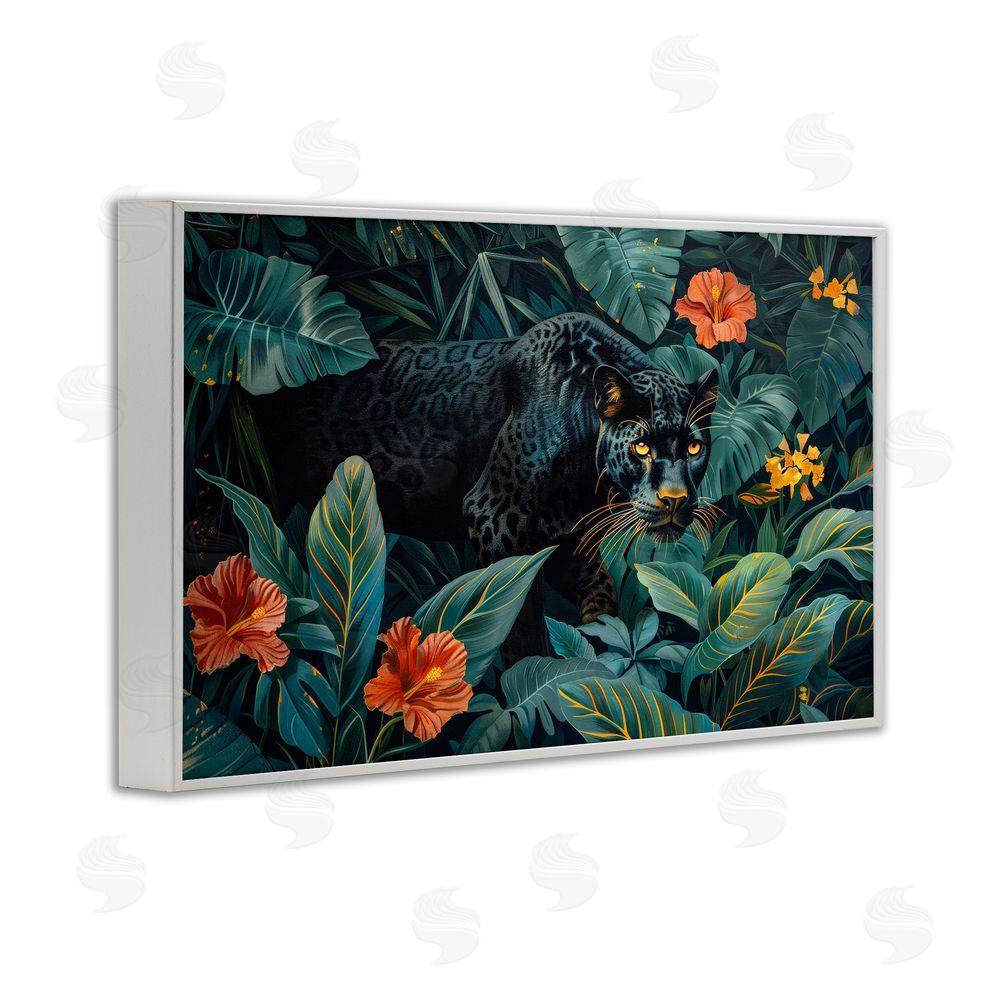 Ray Powers Panther's Exotic Paradise White Framed Giclee Wall Art Print