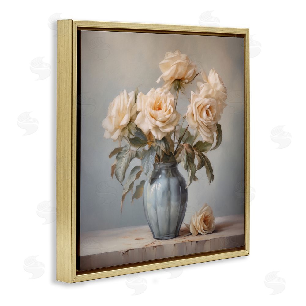 Steve Hunziker Vintage Rose Paragon Gold Floating Frame Canvas Wall Art Print