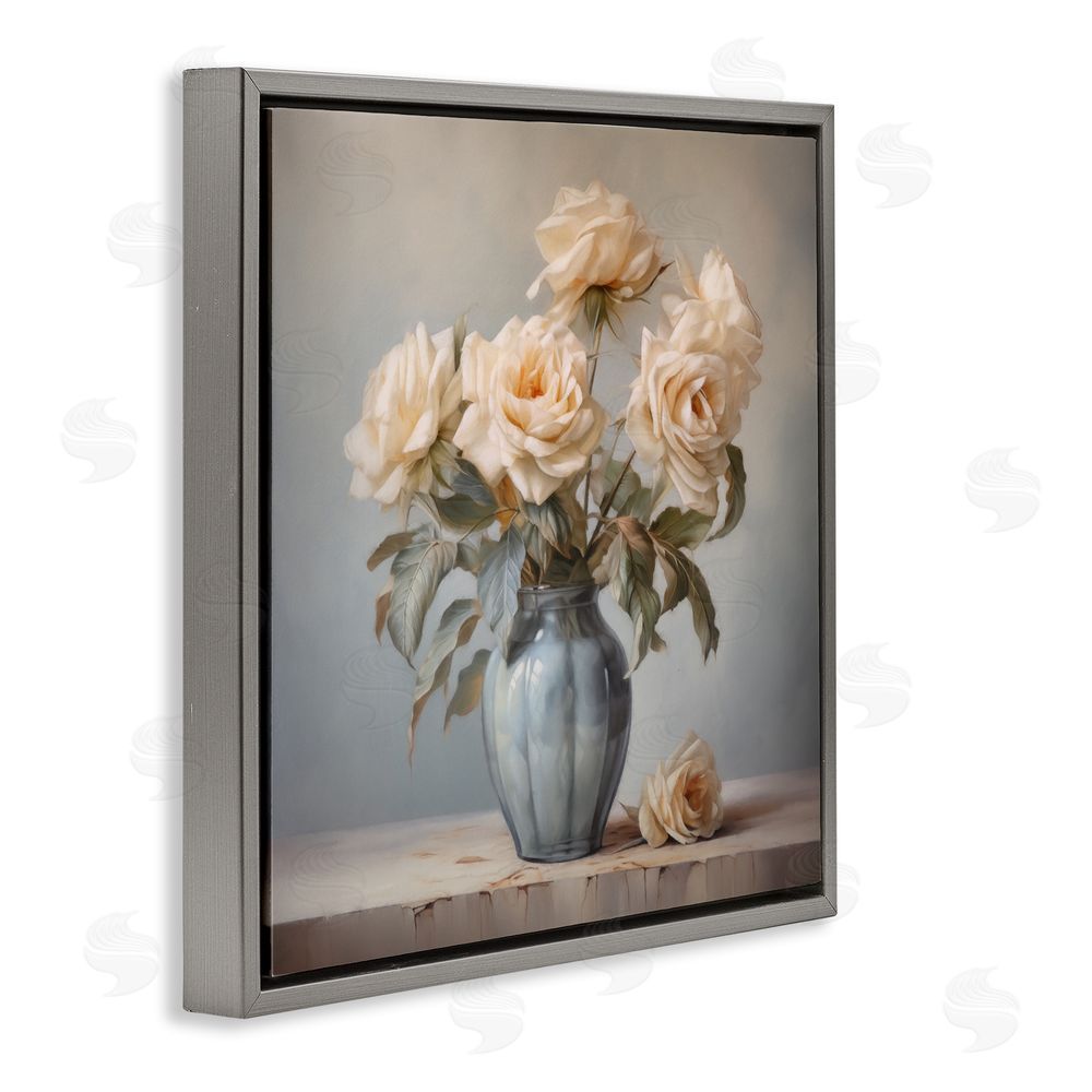 Steve Hunziker Vintage Rose Paragon Gray Floating Frame Canvas Wall Art Print