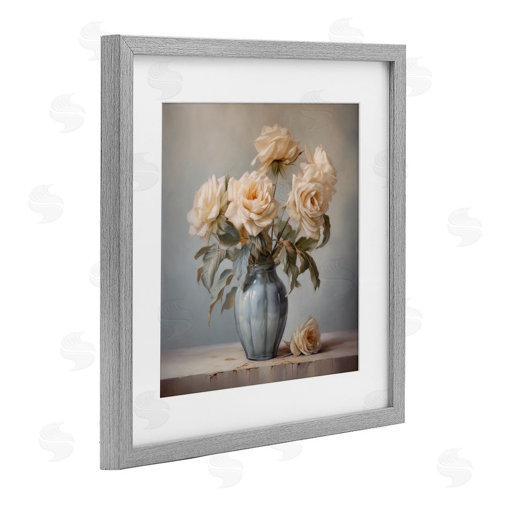 Steve Hunziker Vintage Rose Paragon Gray Framed Print Under Glass Wall Art