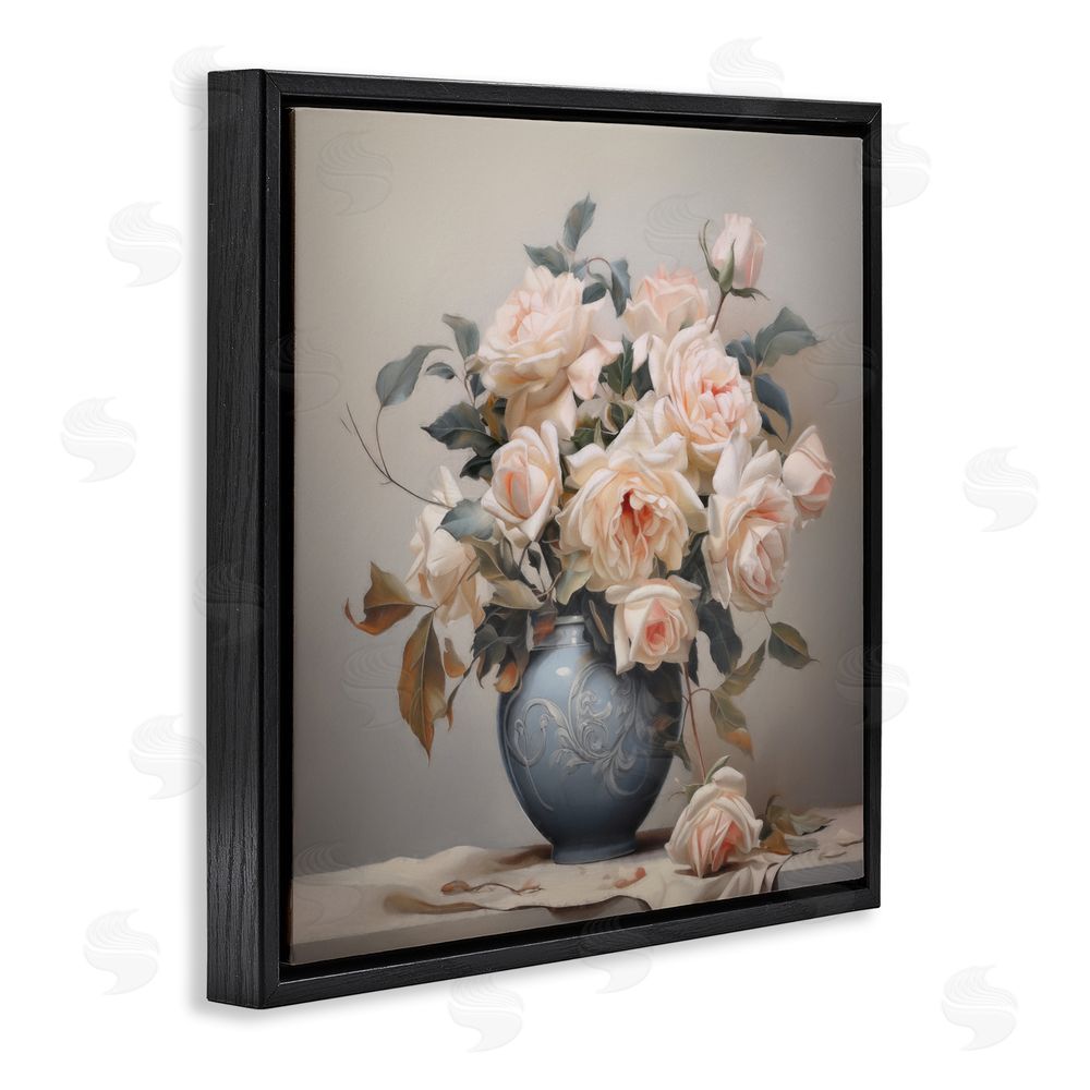 Steve Hunziker Rose Paragon Vase Black Floating Frame Canvas Wall Art Print
