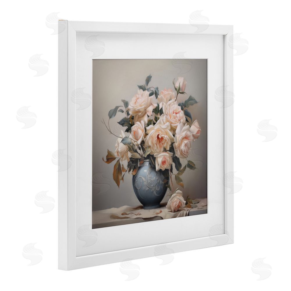 Steve Hunziker Rose Paragon Vase White Framed Print Under Glass Wall Art