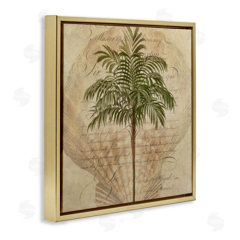Steve Hunziker Subdued Tropics Palm Gold Floating Frame Canvas Wall Art Print