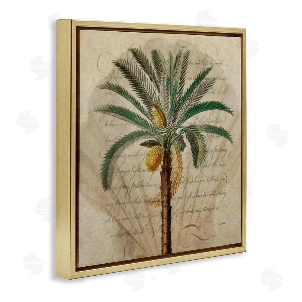 Steve Hunziker Vintage Subdued Palm Gold Floating Frame Canvas Wall Art Print