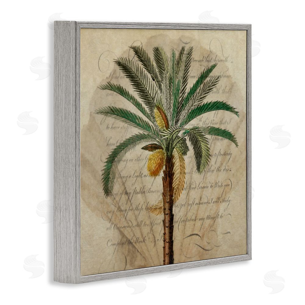 Steve Hunziker Vintage Subdued Palm Gray Framed Giclee Wall Art Print