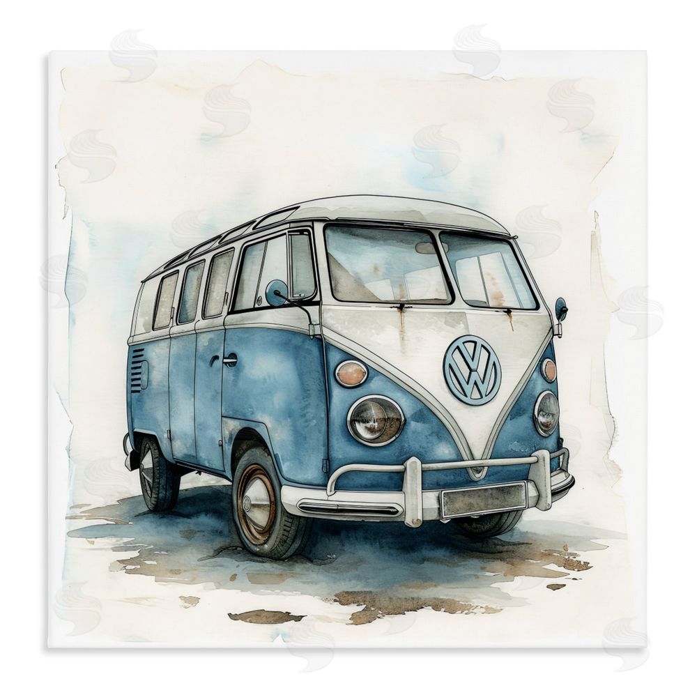 Ray Powers Sky Blue Surf Van Stretched Canvas Wall Art Print