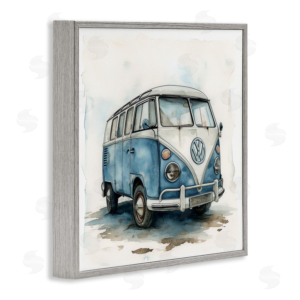 Ray Powers Sky Blue Surf Van Gray Framed Giclee Wall Art Print