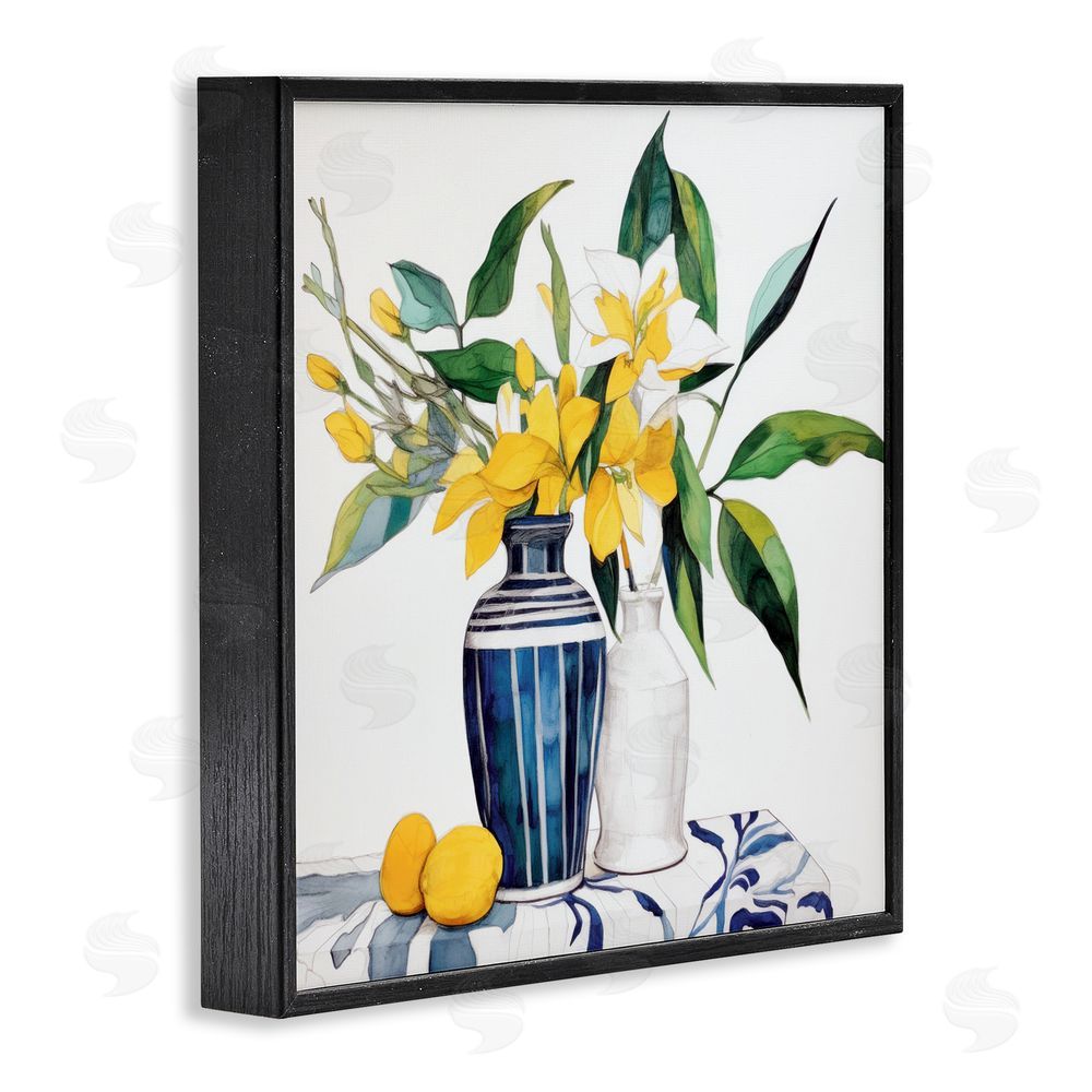 Ray Powers Lemons And Blooms Table Blacked Framed Giclee Wall Art Print