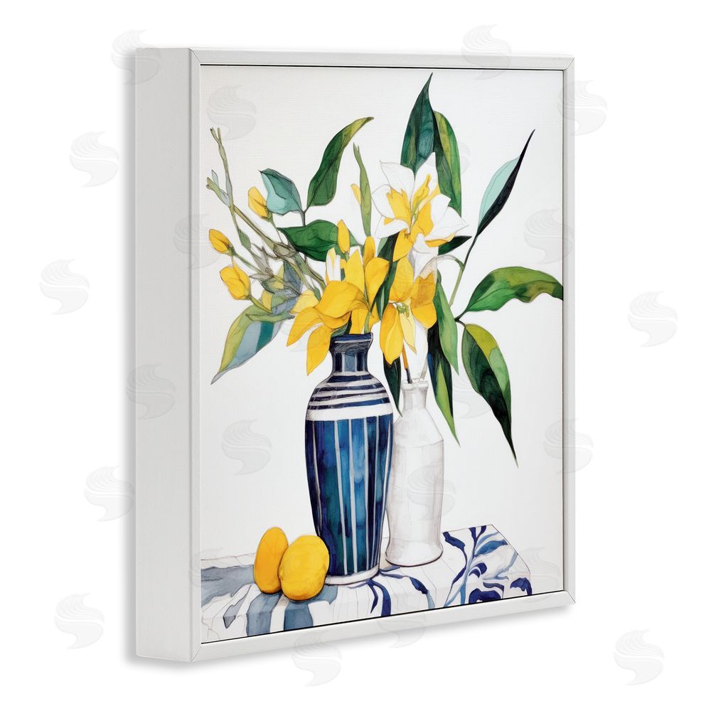 Ray Powers Lemons And Blooms Table White Framed Giclee Wall Art Print