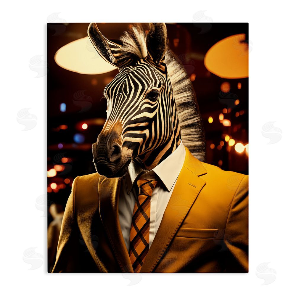 Ray Powers Trendy Debonair Zebra Stretched Canvas Wall Art Print
